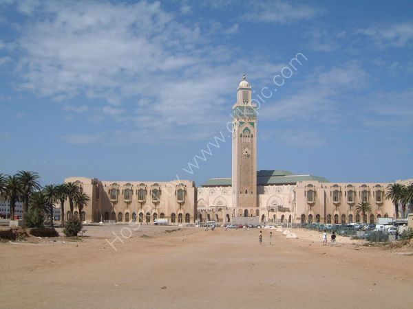 Looking through Theological Collage to Hassan II Mosque, Casablanca